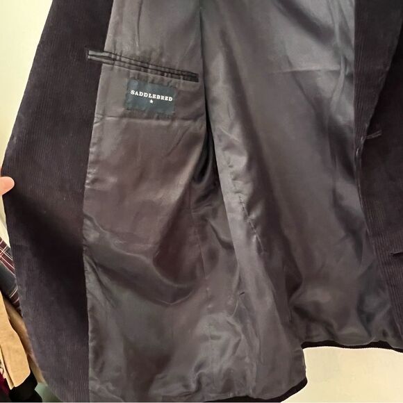 Saddlebred Corduroy Sport Coat Blazer Jacket Men's Size 44R Navy Blue - Picture 3 of 5